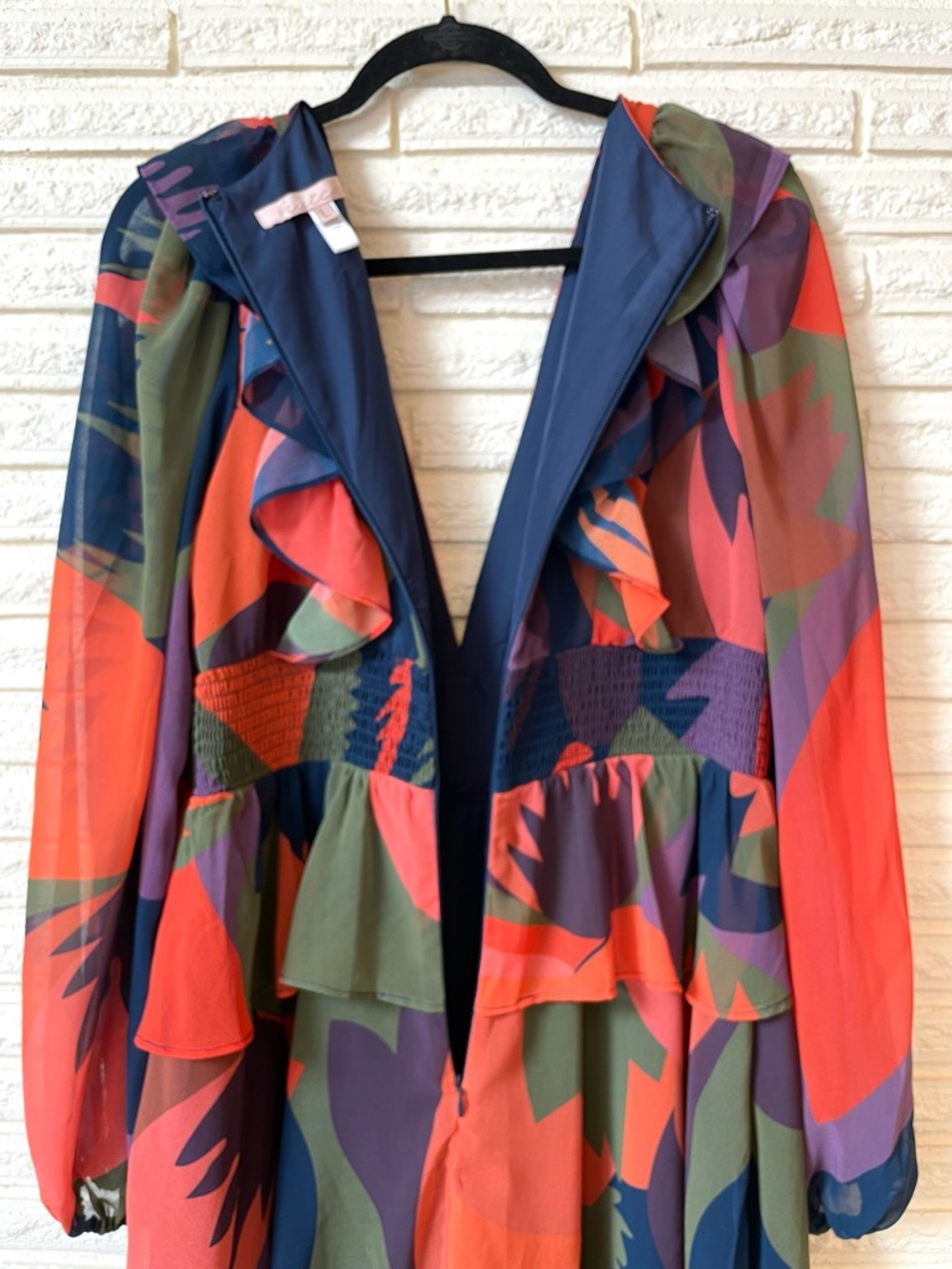 Hutch for Anthropologie Peplum Chiffon Mini Dress Romper Shorts Abstract Large - Picture 8 of 14